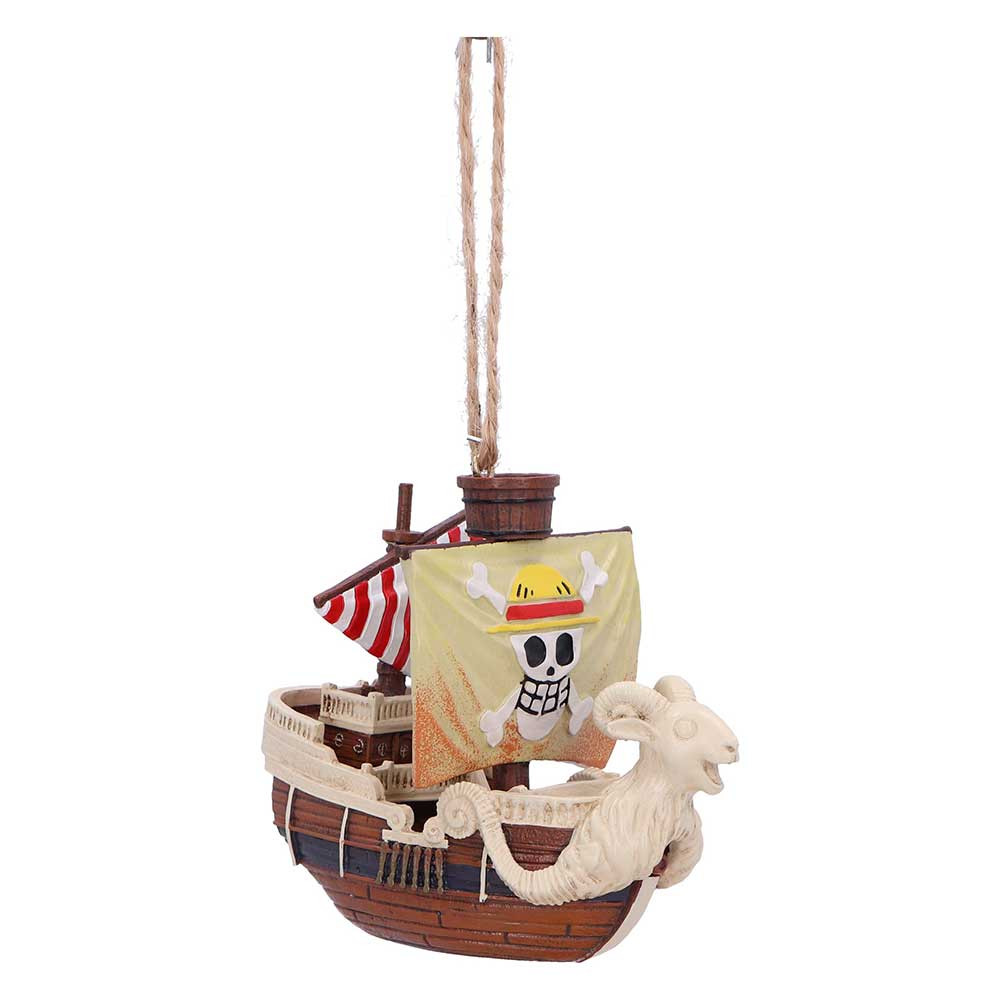 Bring the adventure home with this 7.5cm One Piece Going Merry Hanging Ornament, inspired by the beloved ship from Netflix’s live-action adaptation. Crafted from durable resin and hand-painted with intricate detail, it captures the charm of the Straw Hat Pirates first vessel. Packaged in a colourful, windowed gift box, it's perfect for display or gifting. Ideal for anime fans, collectors, and One Piece enthusiasts, this ornament adds a touch of the Grand Line to any space. A must-have collectible for anyone looking to celebrate their love of One Piece in style!