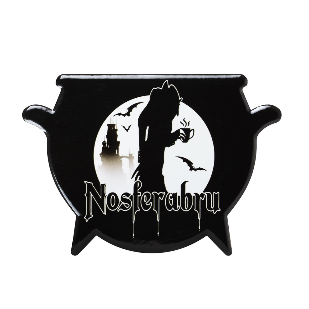 Alchemy designed Cauldron inspired coasters are here! This exclusive cauldron shape has been created to perfectly present our most popular Alchemy artwork! A sensational gift for the Witch or warlock in your realm. Designs available in the cauldron collection are: 'Ouija', 'Witches Brew', 'Nosferabru', 'Purrfect Brew', 'Magical Catnip', 'Bat Brew' & 'Freaks like Me'. There are 24 unique Alchemy design coasters start your collection today! Alchemy coasters are sold individually to enable you to choose the perfect combination for your crypt! Extraordinary design for extraordinary people. Colour: Black, White, Grey Box Qty: 12pcs Carton Qty: 144pcs