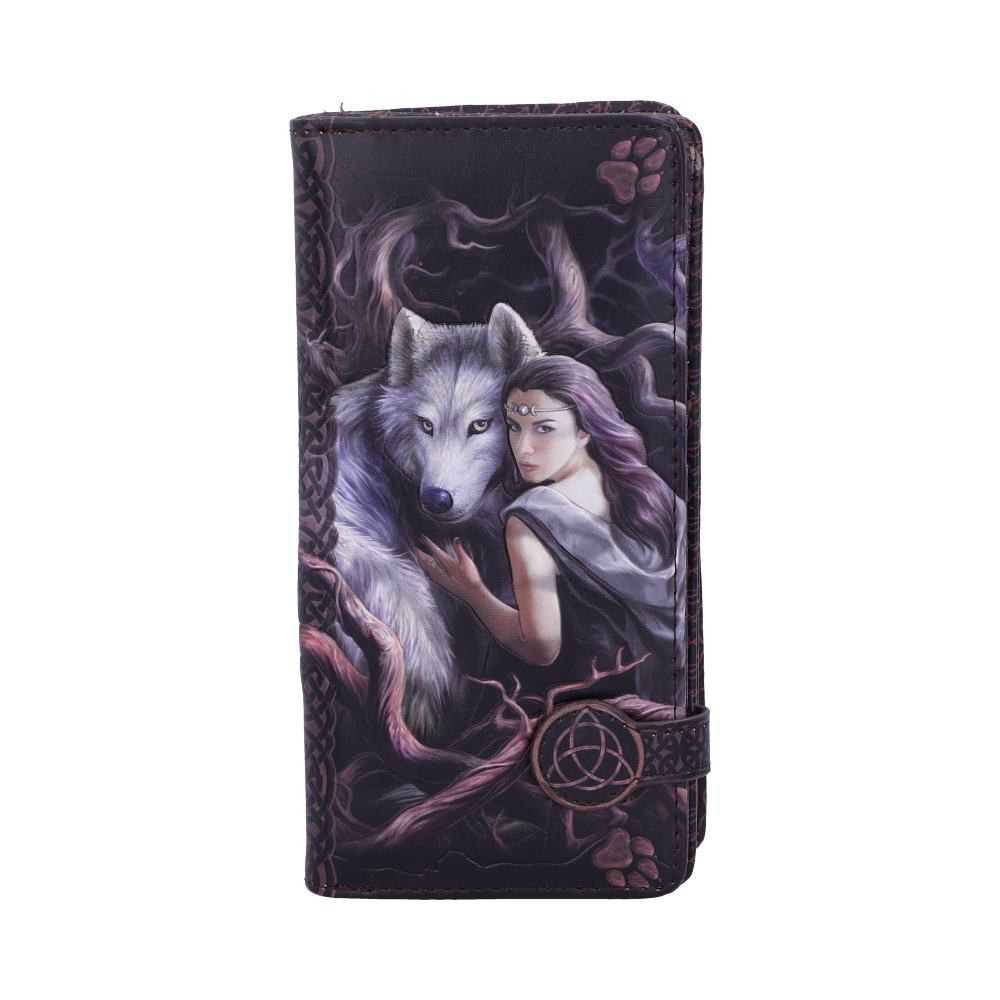 Created by Nemesis Now, this beautiful embossed purse comes from the magical imagination of Fantasy artist Anne Stokes. Surrounded by tangled roots, a young woman with long brown hair clutches a white wolf protectively. They look at you suspiciously, fear in their eyes as the roots of the forest curl around them. Embossed detailing highlights the design creating a stunning 3D effect.