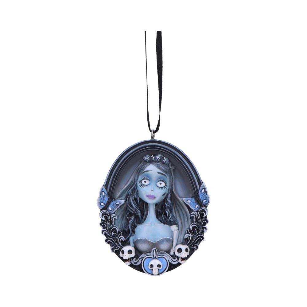 Discover the land of the dead with this Officially Licensed Corpse Bride Emily Hanging Ornament. A whimsical addition to your festive décor that is perfect for fans of the macabre and Tim Burton's beloved film. Beautifully crafted, this ornament brings Emily, the spectral bride to life in exquisite detail. Cast in the finest resin before being hand-painted, this Corpse Bride Emily Hanging Ornament will bring a touch of the gothic classic into any space.