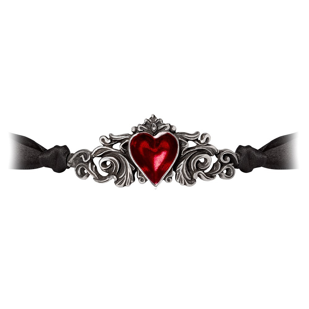Gentle pressure felt around a delicate throat inducing an amorous fervour, with this rococo masterpiece of romantic tokenism and its blood red enamelled heart of passion.