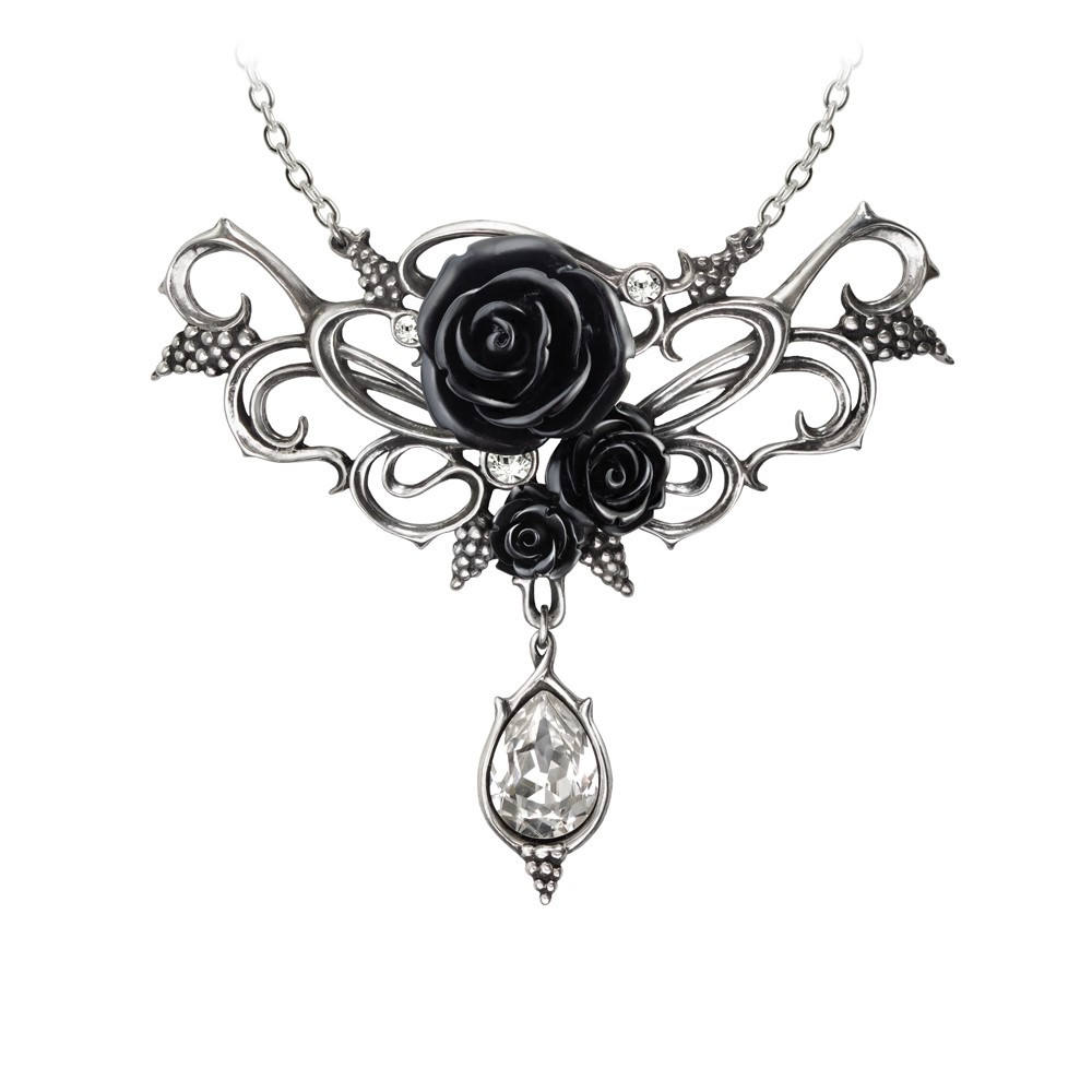 A sumptuous necklace with a romantic motif hiding, or revealing, a secret libertine passion for wine and sensual pleasures.