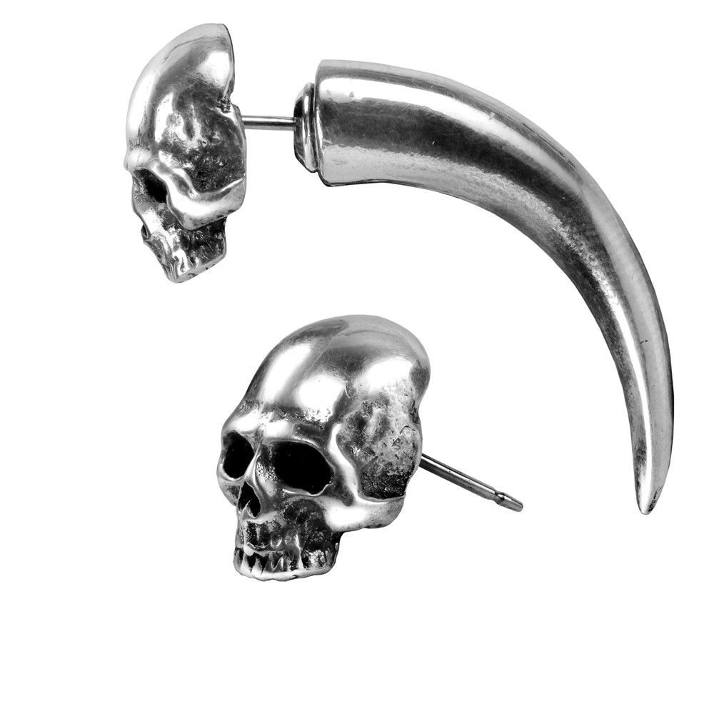 Monumental death's head. Classic 7mm metal horn faux-stretcher, with skull stretcher-head.