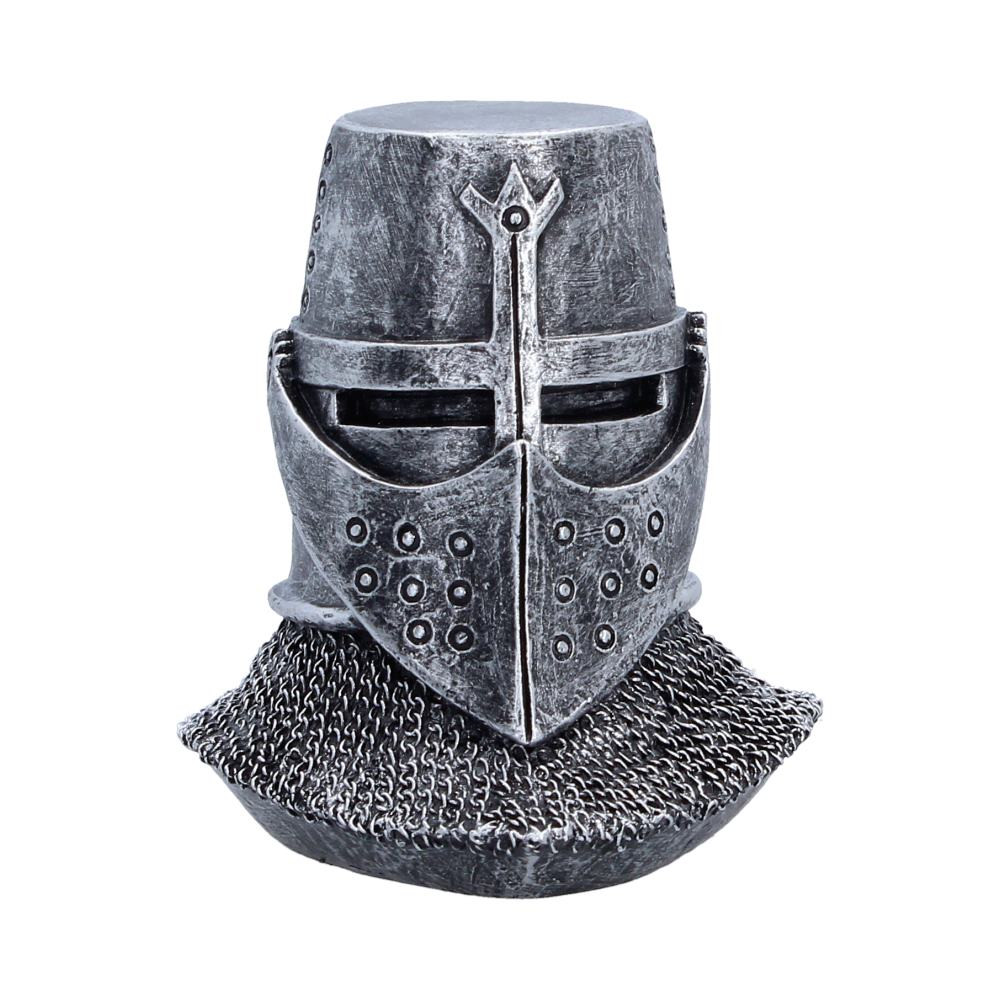 Helm of the Valiant is an original 9.4cm collectible from Nemesis Now, depicting the upper half of a classic knight’s helmet in a compact and detailed design. Cast in high-quality polyresin and expertly hand-painted, it features recognisable elements such as a traditional visor and chainmail, capturing the timeless look of medieval armour. The product is securely packaged to protect its intricate detailing during shipping, ensuring it arrives in excellent condition for display. Ideal for history enthusiasts, collectors, and fans of medieval decor, this charming figurine makes a perfect gift or a unique addition to your shelf or desk, bringing a touch of chivalry into any space.