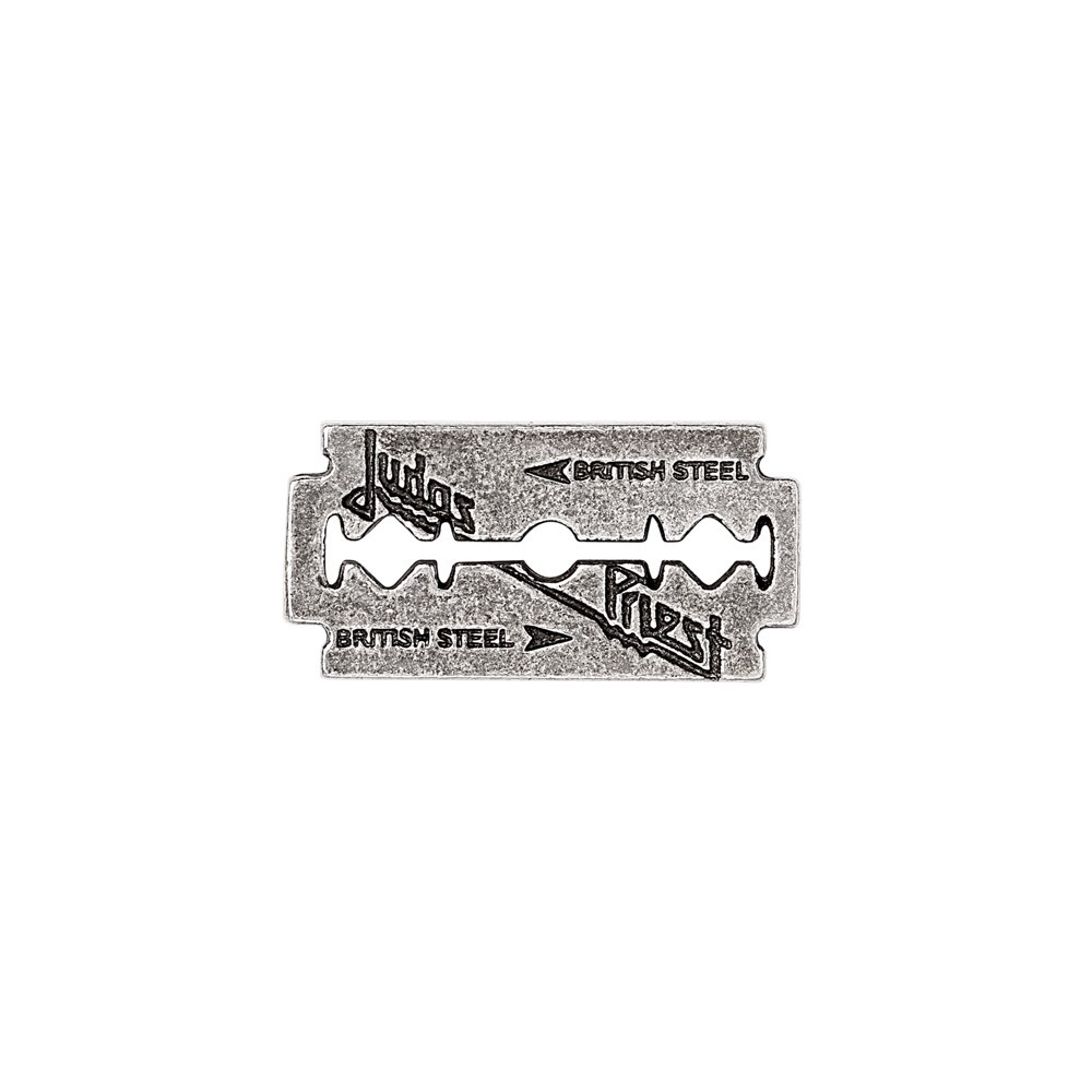 Show your metal pride with this bold Judas Priest Razorblade pin badge, handcrafted from solid pewter. Inspired by the iconic British Steel album cover, this pin captures the raw power and attitude of one of heavy metal's most legendary bands. Each pin is individually handmade, giving it a rugged, authentic feel that stands out on jackets, vests, bags, or anywhere you rep your music. Whether you're a long time Priest fan or building your ultimate metal collection, this Judas Priest pewter pin delivers true heavy metal craftsmanship. • Design inspired by the classic Judas Priest razorblade logo • Solid pewter, durable, detailed, and made to last • Handmade finish for a unique, collectible look • Ideal gift for metalheads, rock fans, and collectors • Great accessory for jackets, denim vests, backpacks, or display • Official licenced merchandise Celebrate the legacy of Judas Priest with this striking razorblade pin. A sharp tribute to the gods of metal.