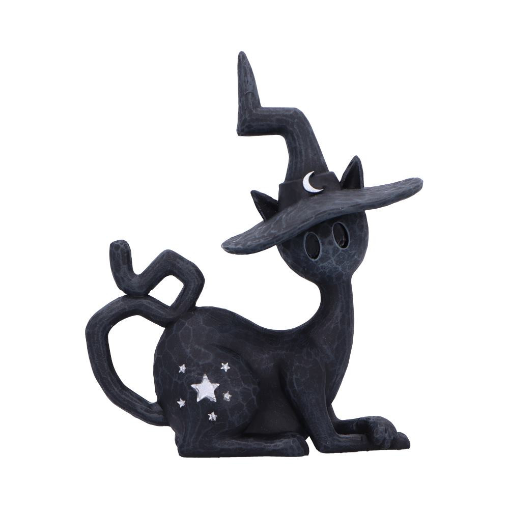 The Nemesis Now Original Spell Cats Charm Figurine is a mystical black cat ornament, seated in a poised position with a crooked witch’s hat and silver accents. Crafted from high-quality resin and hand-painted with fine detail, it blends delicate elegance with magical charm. Packaged in a Nemesis Now branded gift box with protective padding, it’s perfect for gifting or display. Ideal for cat lovers, fans of witchcraft, and collectors of fantasy pieces. Add a touch of enchantment to your space with this charming, magical companion.