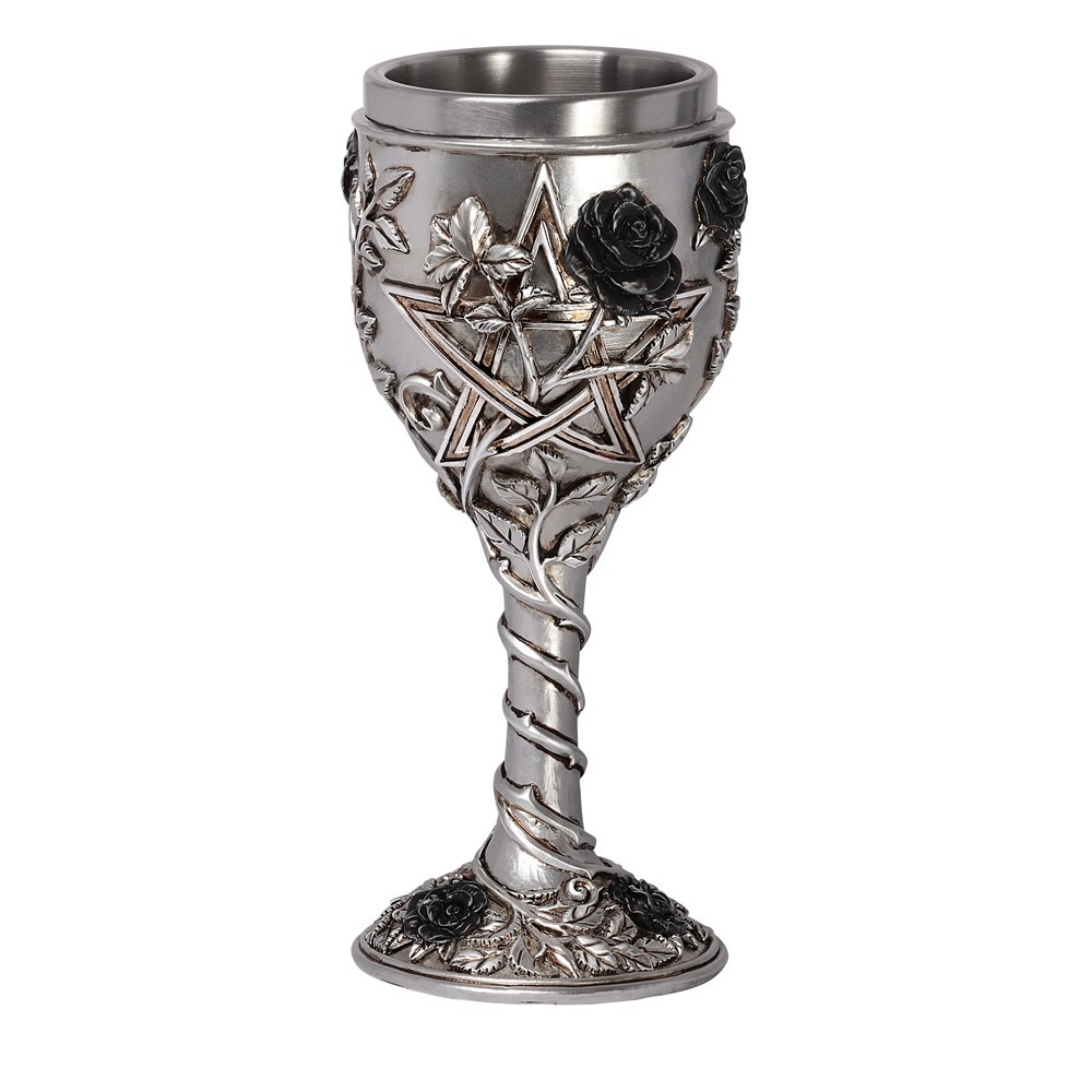 The elemental star that protects the all-powerful panacea of the black rose, for the pentagram is the fifth element; the spirit and the 'Breath of Life', passionately entwined with the romantic and sensual rose of faithful love to ensure health, harmony and Erosean mystical powers.