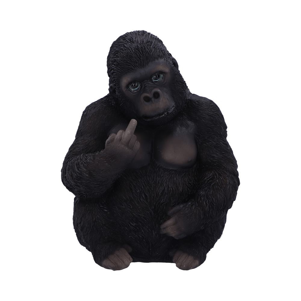 This Gone Wild figurine features a cheeky chimp, sitting upright on its haunches, he is not as innocent as he may first seem! As he raises his hand and gives any onlookers "the middle finger". Cast in high-quality resin and carefully hand-painted, this figurine makes the perfect addition to any animal lovers collection.