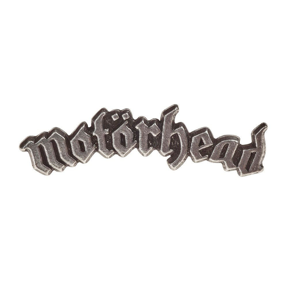 The logo first introduced on the sleeve of Motorhead's second album from 1977, Overkill. The logo on the original sleeve of their eponymous debut album, of 1977, used a slightly different, black letter font.