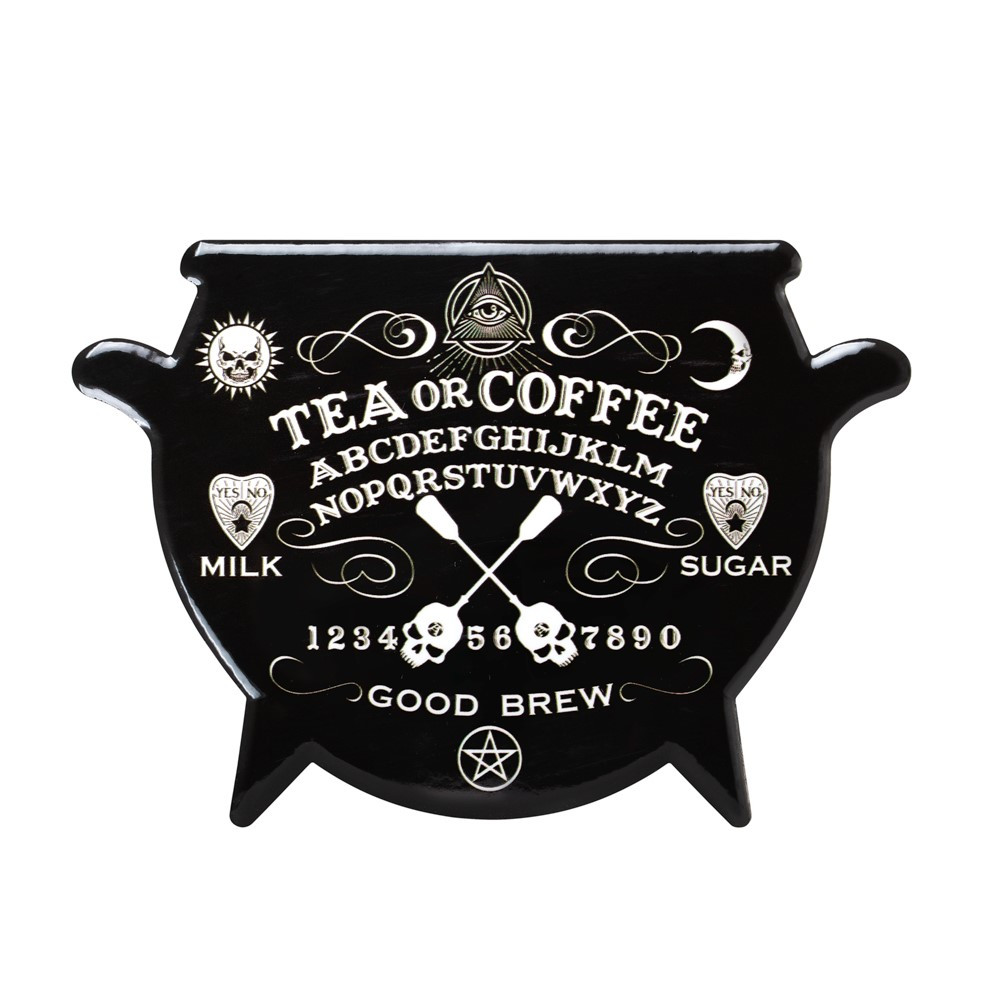 Alchemy designed Cauldron inspired coasters are here! This exclusive cauldron shape has been created to perfectly present our most popular Alchemy artwork! A sensational gift for the Witch or warlock in your realm. Designs available in the cauldron collection are: 'Ouija', 'Witches Brew', 'Nosferabru', 'Purrfect Brew', 'Magical Catnip', 'Bat Brew' & 'Freaks like Me'. There are 24 unique Alchemy design coasters start your collection today! Alchemy coasters are sold individually to enable you to choose the perfect combination for your crypt! Extraordinary design for extraordinary people. Colour: Black, White, Grey Box Qty: 12pcs Carton Qty: 144pcs