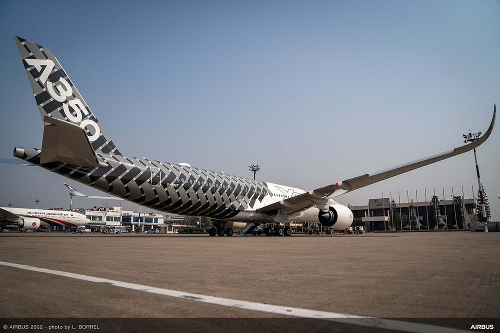 L'Airbus A350 au centre de l'attention lors du salon aéronautique Wings India d'Hyderabad -Gate7