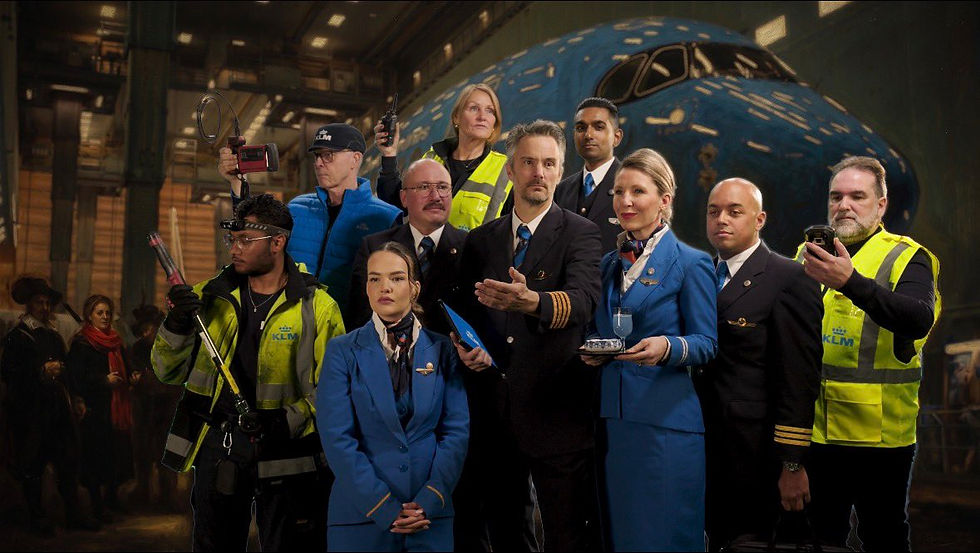 équipes de KLM prenant la pause façon Rembrandt