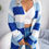 Thumbnail: Cozy Striped Colorblock V-neck Cardigan - Super-soft Knit, Loose Fit, Dropped Sh