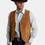 Thumbnail: Men'S Casual Suede Leather Vest, Vintage Cowboy Style Sleeveless Jacket, Slim Fi