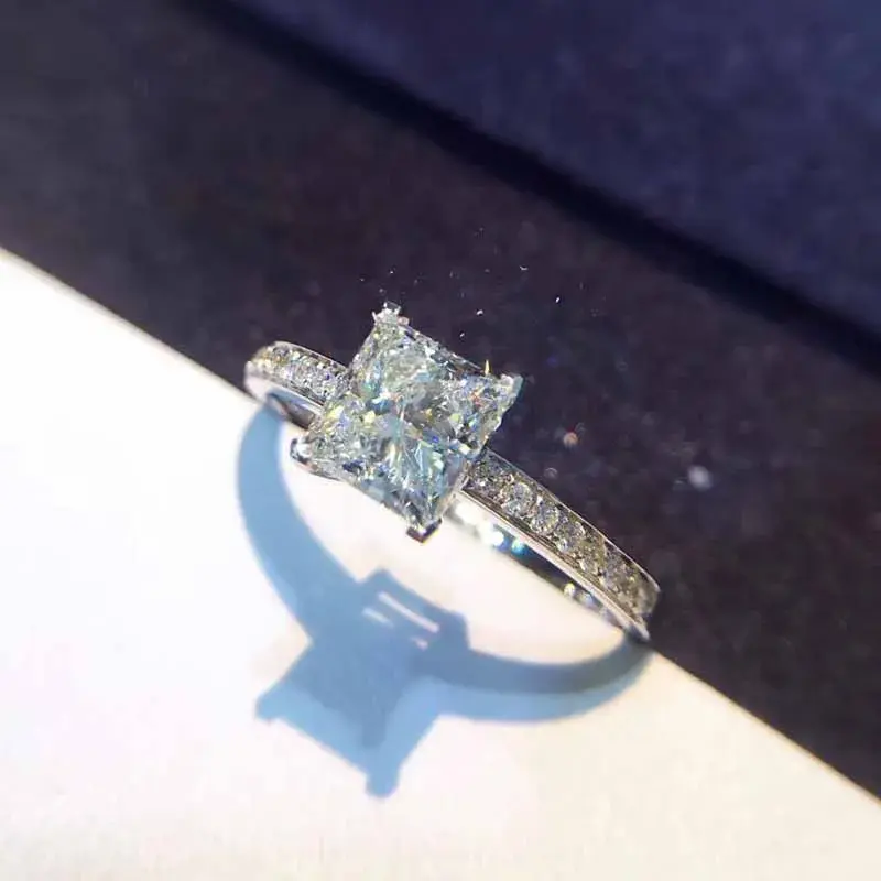 Thumbnail: CC Jewelry Fashion Rings for Women Silver Color Simple Design Princess Square