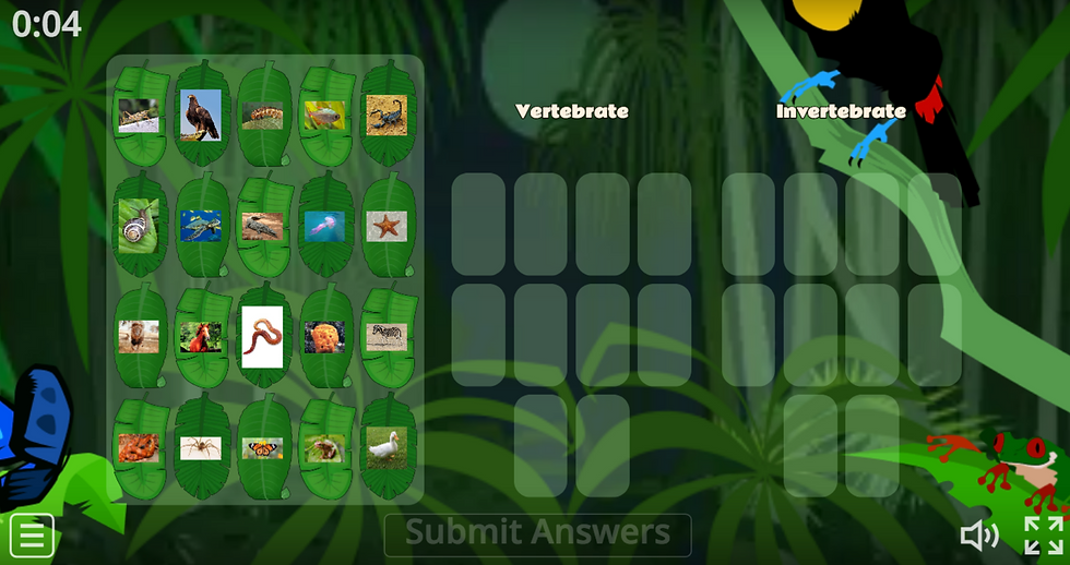 JUEGO VERTEBRADOS E INVERTEBRADOS