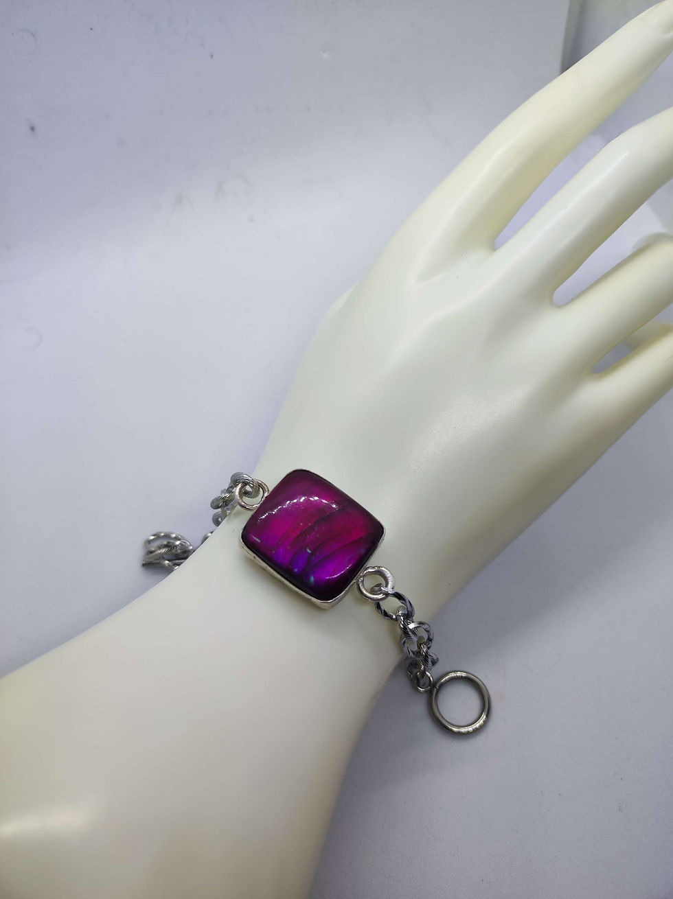 Bracelet labradorite teintée violette