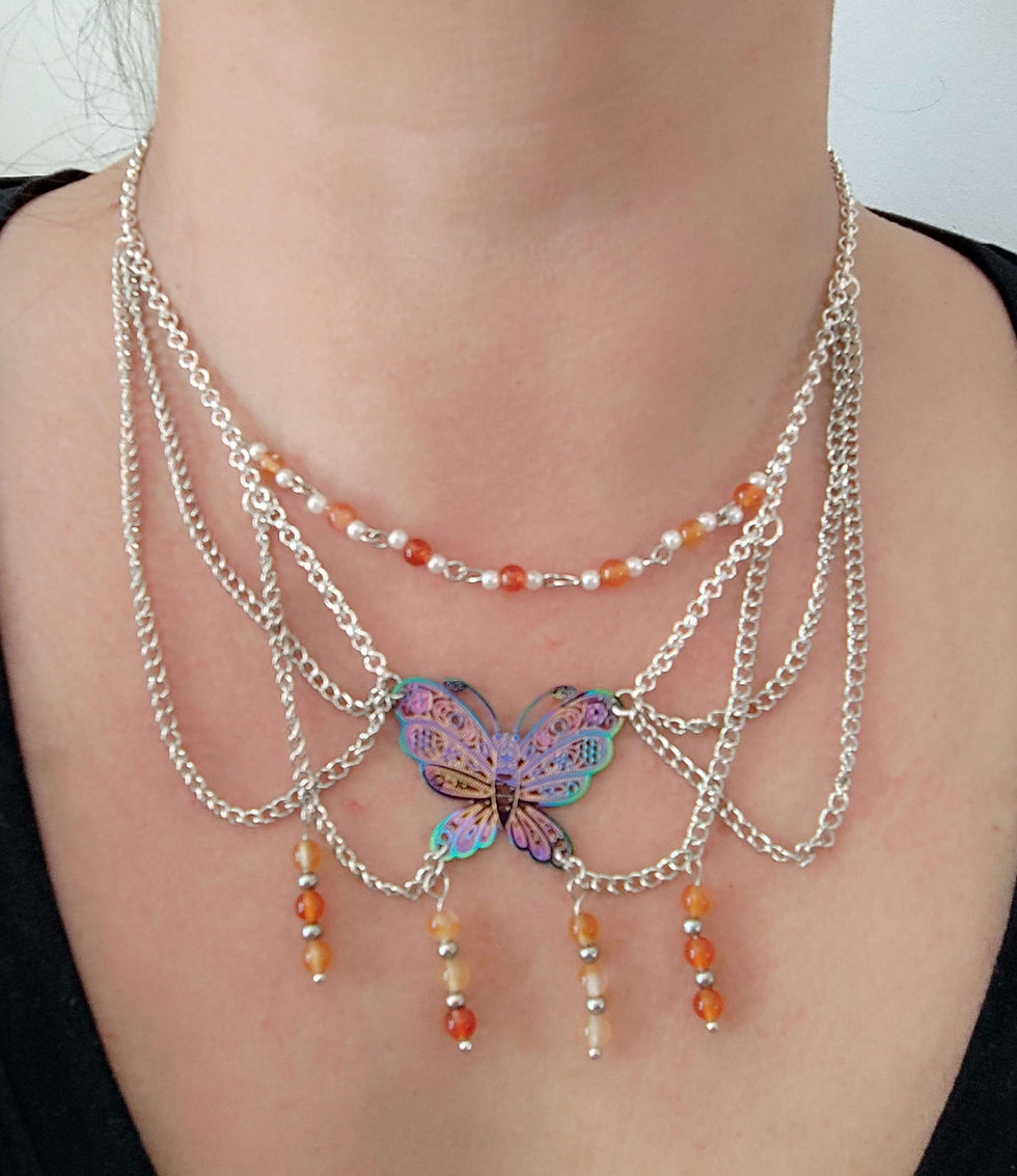 Collier baroque cornaline et perle d'eau douce