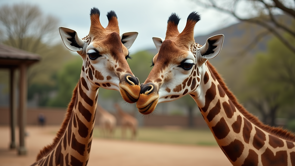 Wide angle view of giraffes feeding at the Giraffe Centre in Nairobi