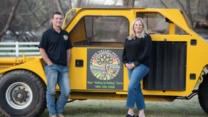 Jerry and Kelly Furman with their pecan shaker in Camp Verde