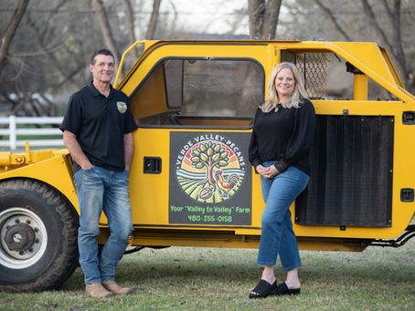 Jerry and Kelly Furman with their pecan shaker in Camp Verde