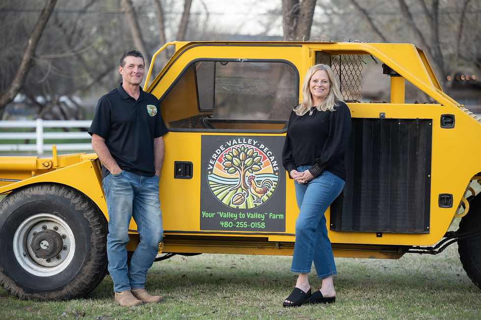 Jerry and Kelly Furman with their pecan shaker in Camp Verde
