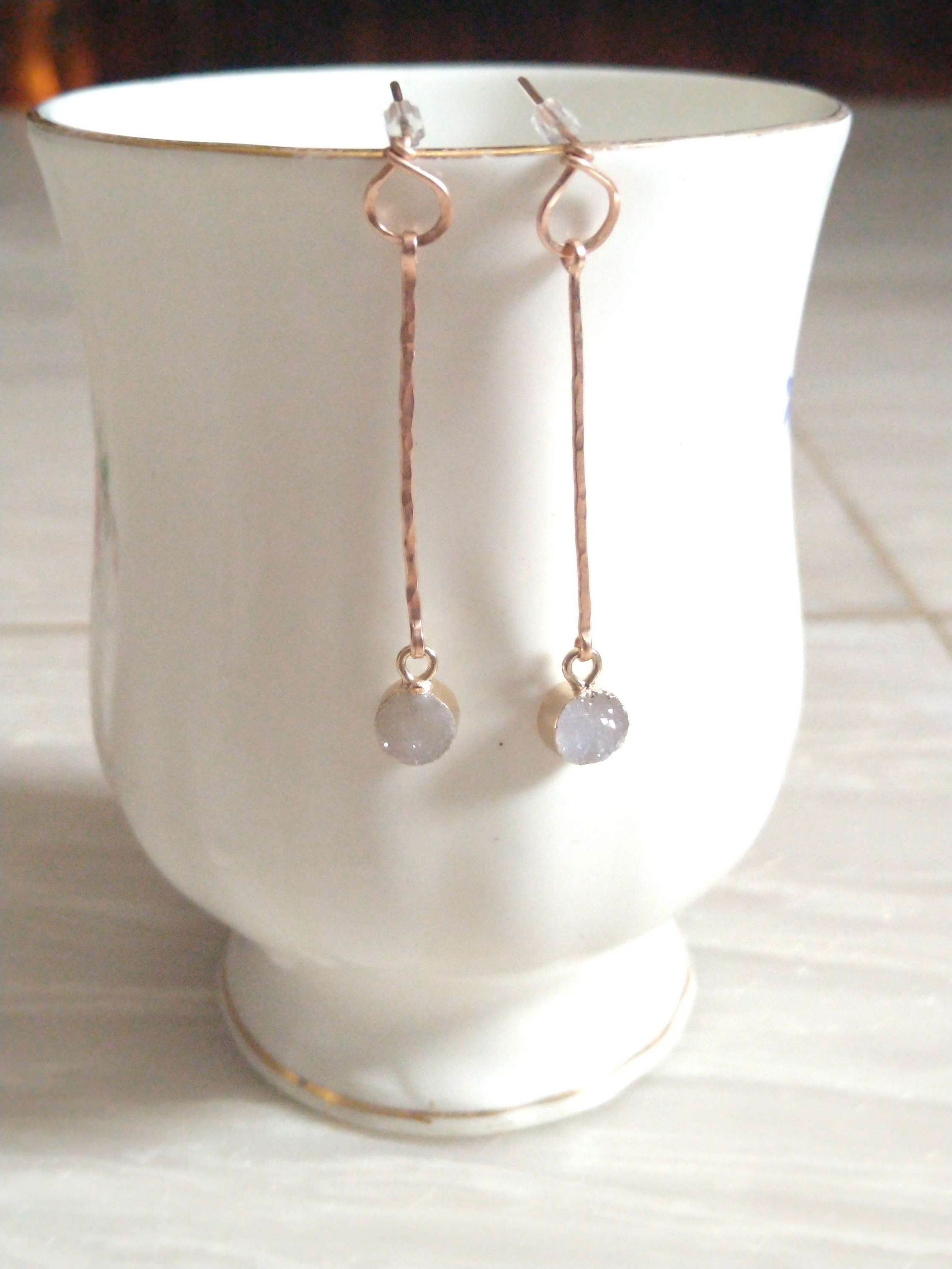 Straight Drop Druzy Earrings