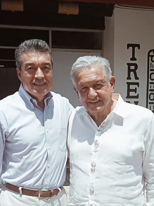 Rutilio Escandón acompaña al presidente AMLO en reunión de evaluación del Tren Maya