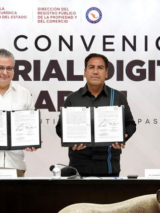 Encabeza Eduardo Ramírez firma de convenio para la implementación del Sello Notarial Digital Hipotecario