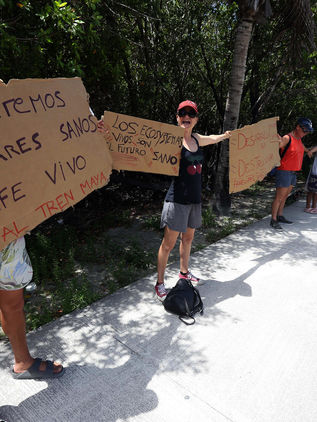 Por daños del Tren Maya ambientalistas protestan con cadena humana