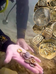Hallan tesoro en antiguos naufragios con cientos de monedas de plata de hace 1800 años