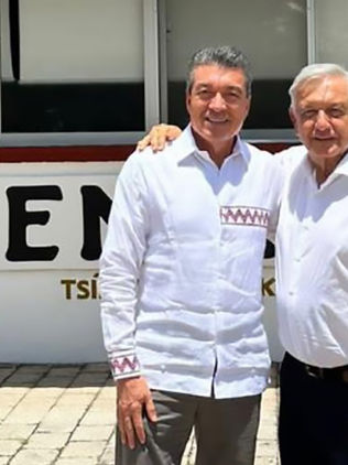 En Palenque, acompaña Rutilio Escandón a AMLO a reunión de seguimiento del Tramo 1 del Tren Maya