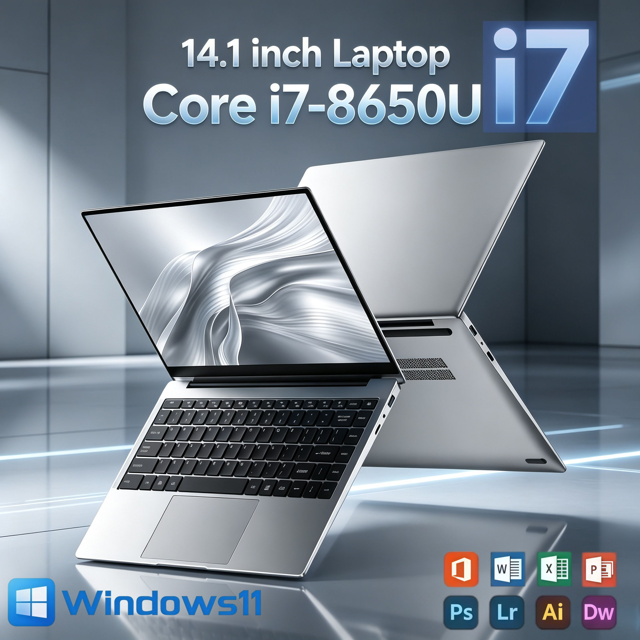 Laptop Ultra Slim Sólido de 14.1" 2026 com Intel Core I7-8650U, 32GB de RAM, 2T