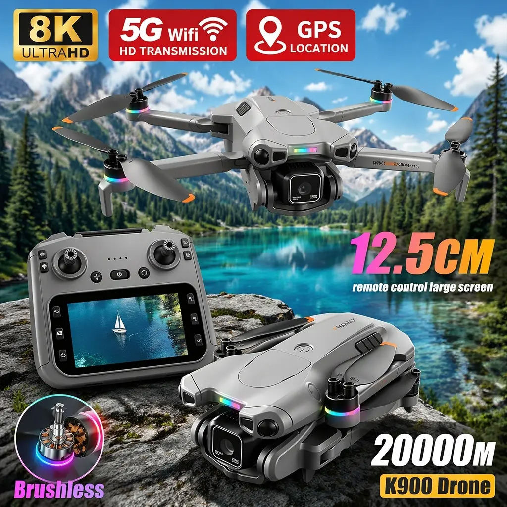 Drone RC Portátil Profissional com Câmera Dupla 8K, Controle Remoto, Aeronave