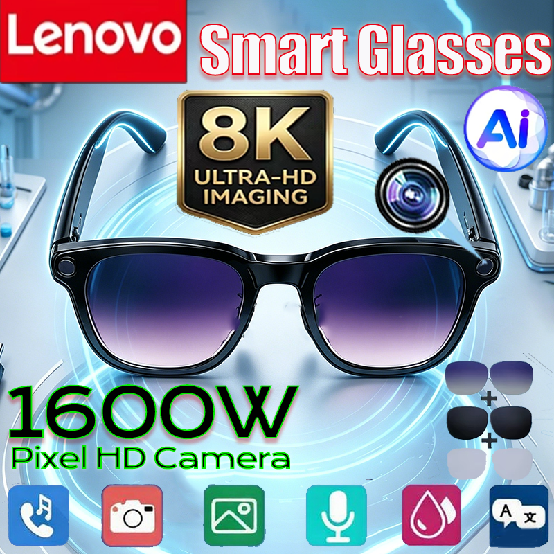 Óculos Inteligentes Lenovo 8K com Câmera de 1600MP, Tradução por IA, Chamada