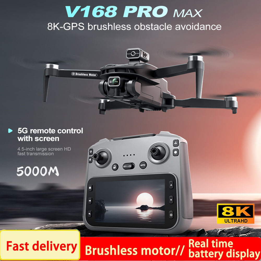 2025 V168 Pro MAX GPS Drone 8K Câmera HD Profissional 5G WIFI FPV 360 ° Quad