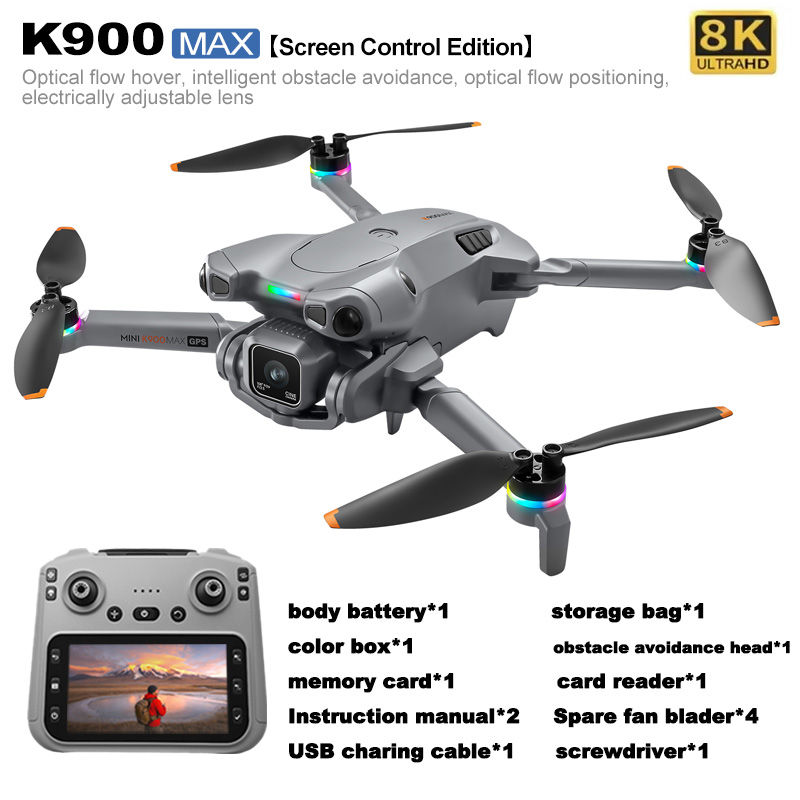 Miniatura: Drone RC Portátil Profissional com Câmera Dupla 8K, Controle Remoto, Aeronave 