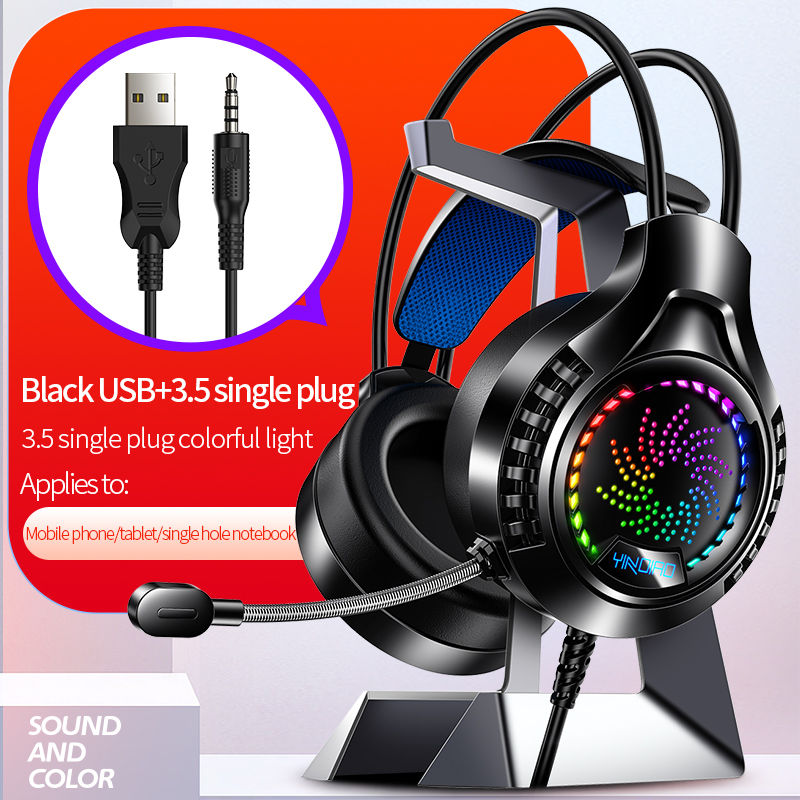 Miniatura: Fone de ouvido para jogos RGB com microfone 7.1 Surround HD Sound Estéreo Dual 