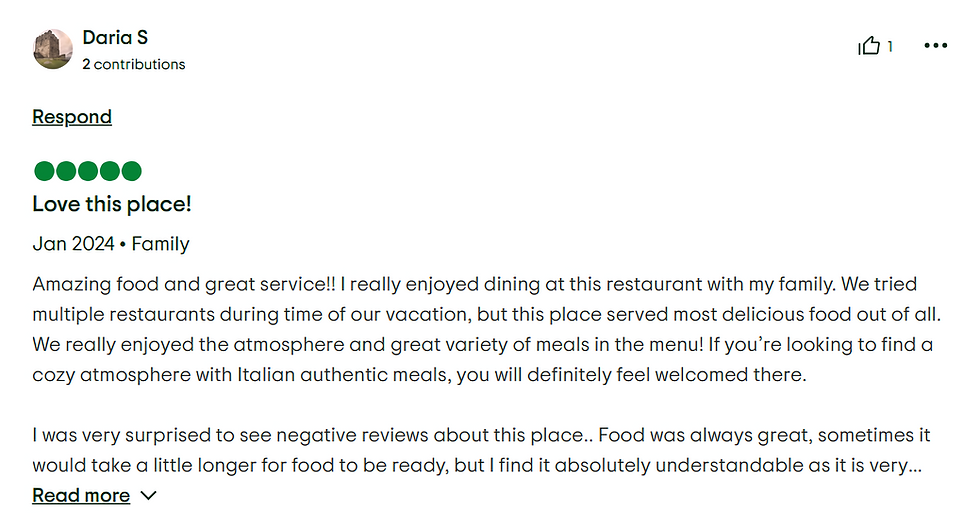 Doris S. 5-star review: 'Love this place!' Jan 2024