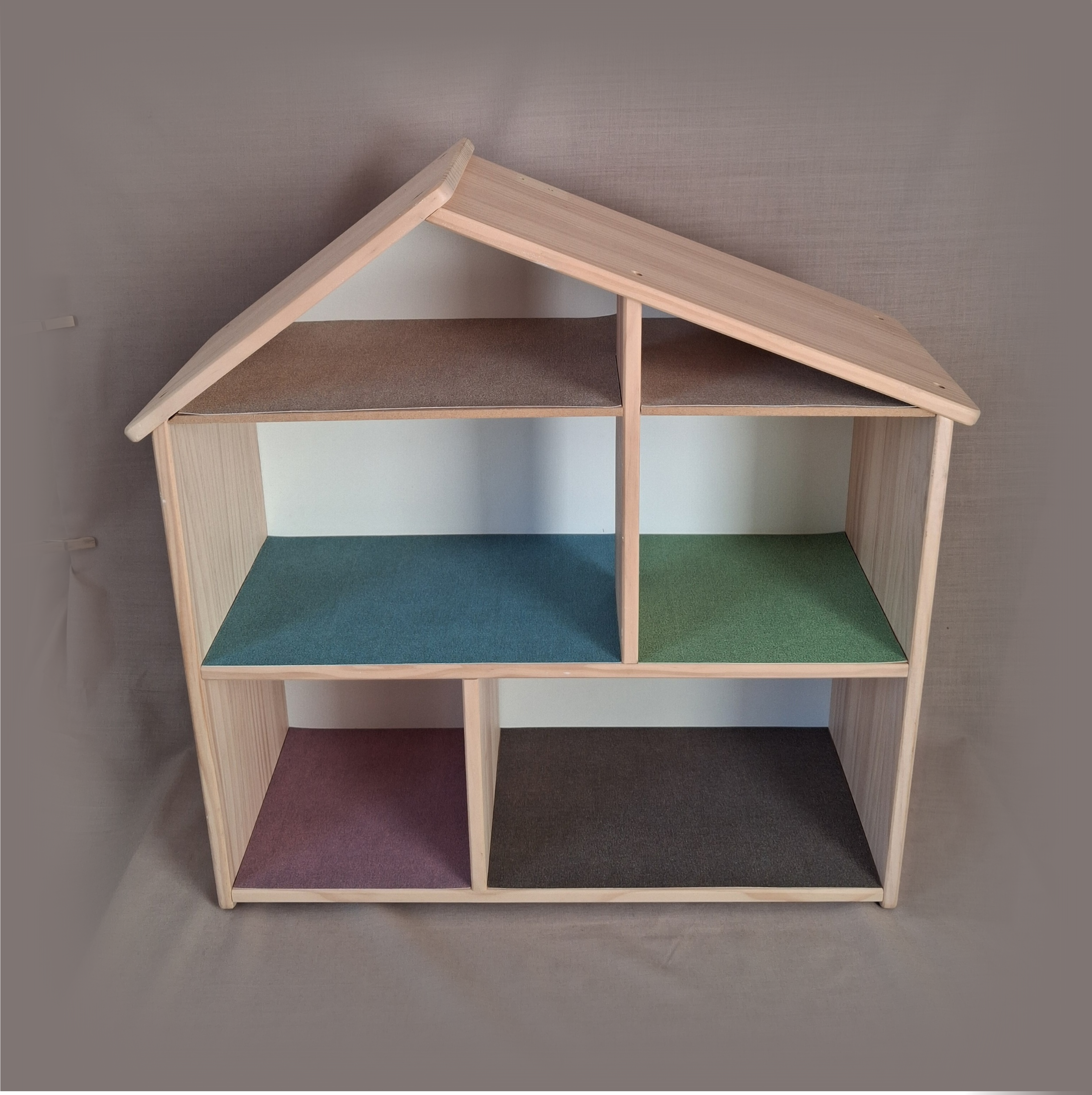 Carpet flooring canvas: ready made for IKEA Flisat dollhouse shelf