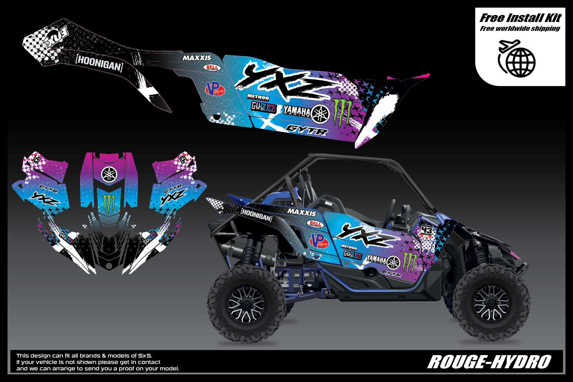 YAMAHA YXZ GRAPHIC KIT - ROUGE