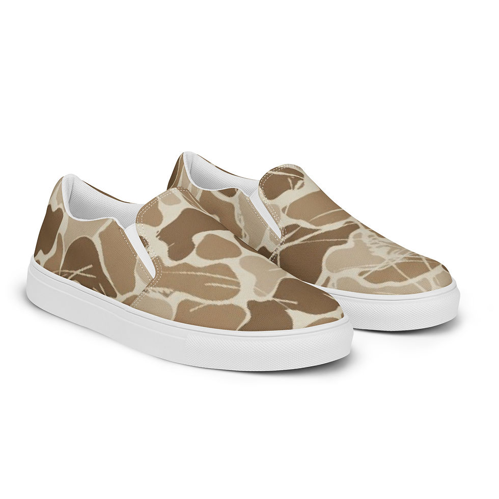 Thumbnail: Huewii Men’s Slip-On Canvas Shoes - Brown Hay Camo