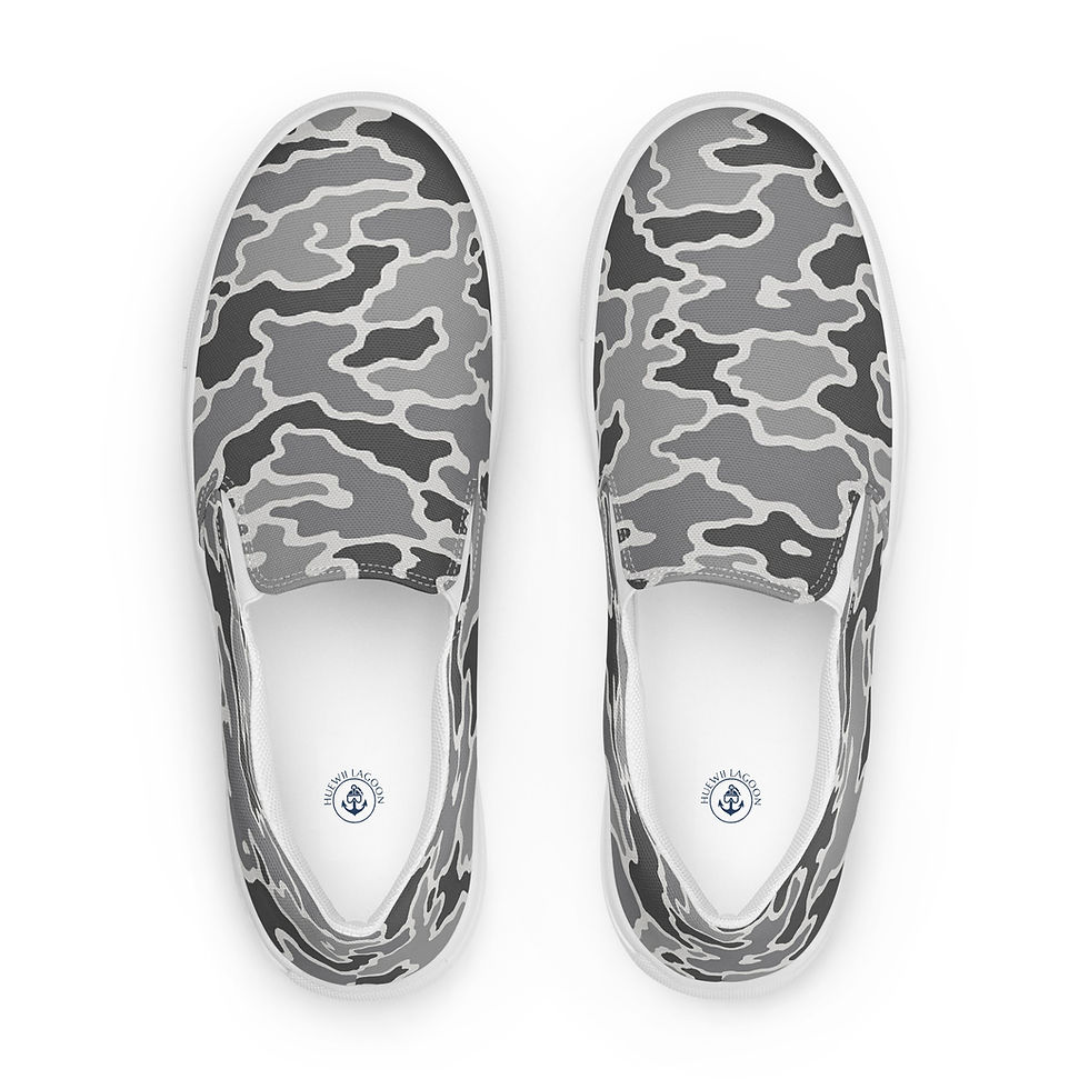 Thumbnail: Huewii Lagoon Men’s Slip-On Canvas Shoes - Gray Camo