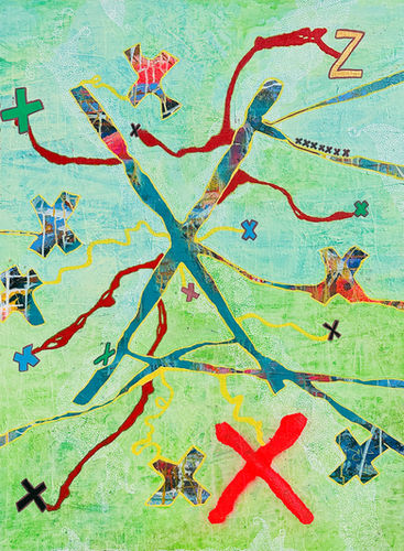 abstract painting with several x's