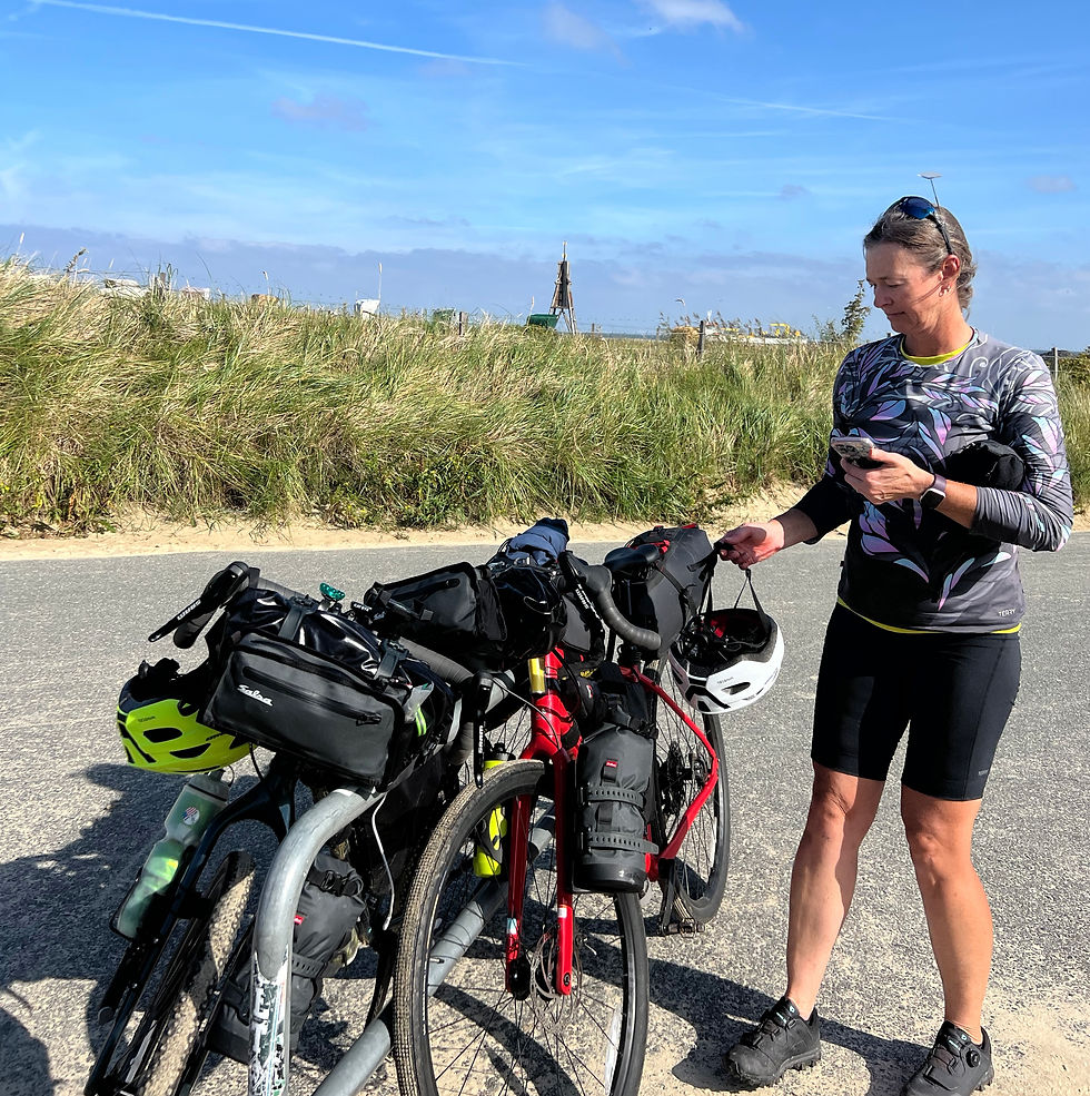 Reenergized, we covered the last stretch to the tip of the Elbe. Just as we did on our 2022 England Coast to Coast trek, we each carried a small stone from the source to toss into the sea. After 19 days, I’d nearly forgotten where I stowed mine—but I found it!