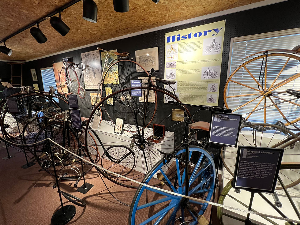 One exhibit stopped me in my tracks: a wall devoted to women's bicycles from the late 1800s. It turns out the bicycle wasn't just for leisure to women back then — it was a path to freedom. For the first time, middle-class women could pedal off into the countryside without a chaperone, which was a wildly modern concept in 1892.