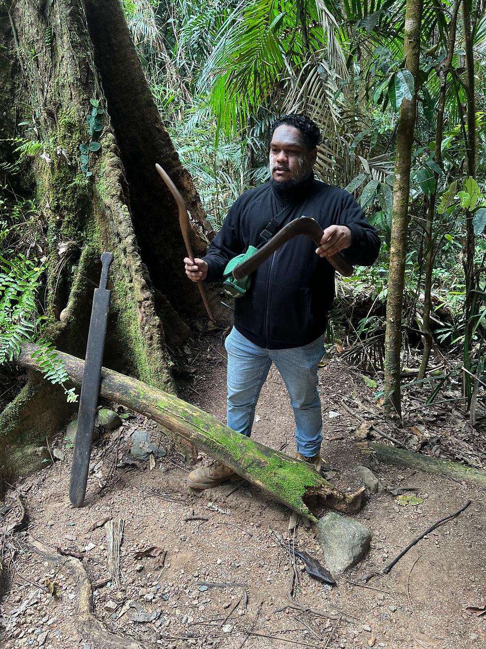 Our guide had a story that stopped us in our tracks: when he was younger, he spent an entire year alone in the Daintree. No supplies, no shelter, just a pair of gym shorts — with occasional check-ins from a tribal elder. He compared it to Survivor, except with far less human interaction and for a full year.