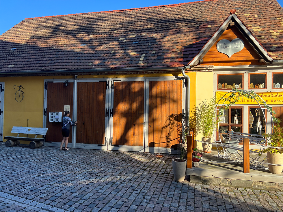 After breakfast, it’s time to fetch the bikes out of hock. Sometimes they’re stashed in creepy, spider-filled basements, but today’s hiding spot was a secured barn. Thankfully, we haven’t had to leave them locked up outside—yet!