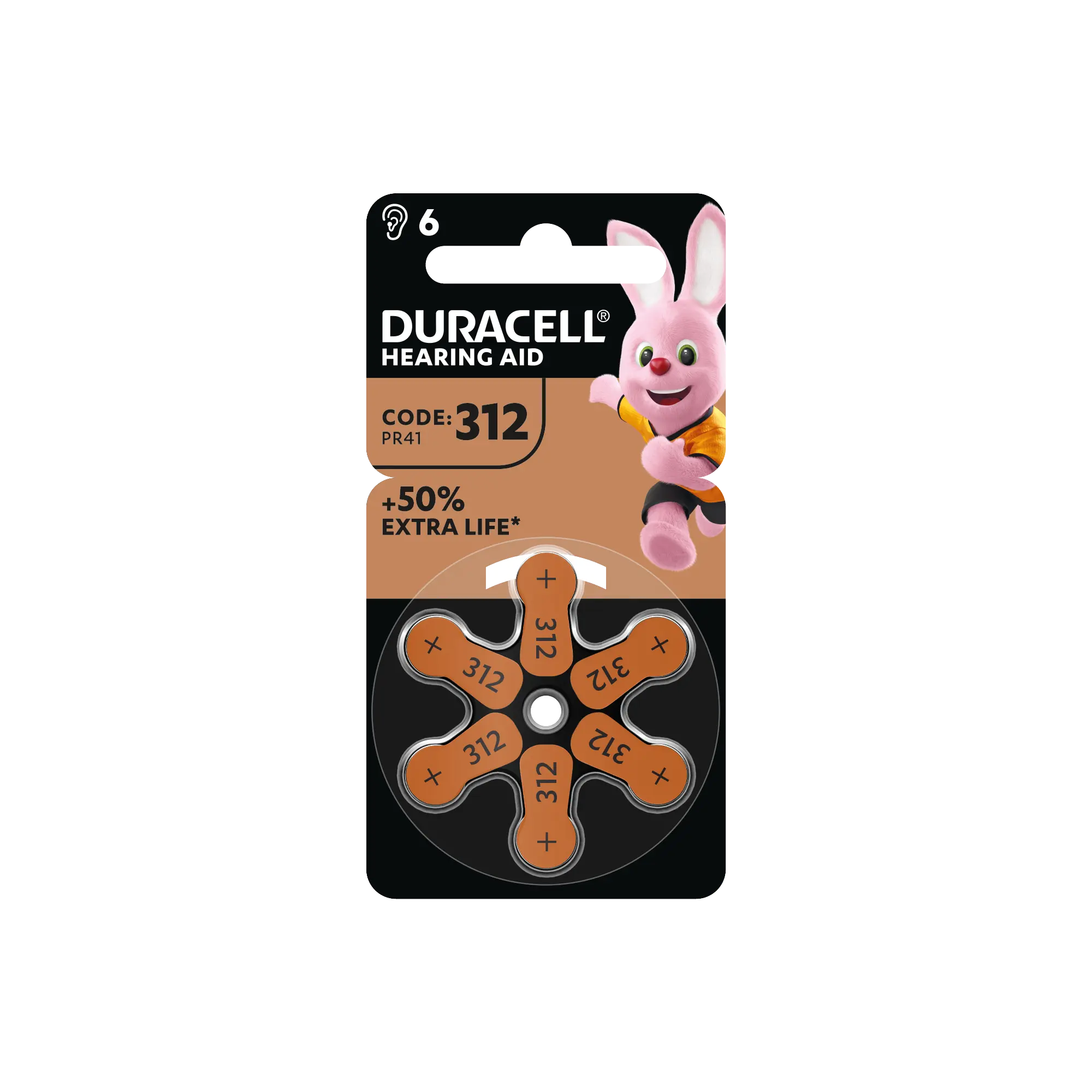 Duracell Hearing Aid Battery - ZA312 - 6 Pack