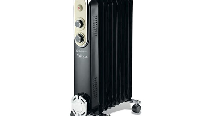 REDIFFUSION REDB14KBLKE VINTAGE 2000W OIL FILLED RADIATOR BLACK